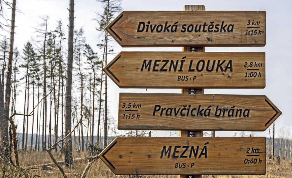 Rozcestn�k u vyhl�dky F�nix v �esk�m �v�carsku.