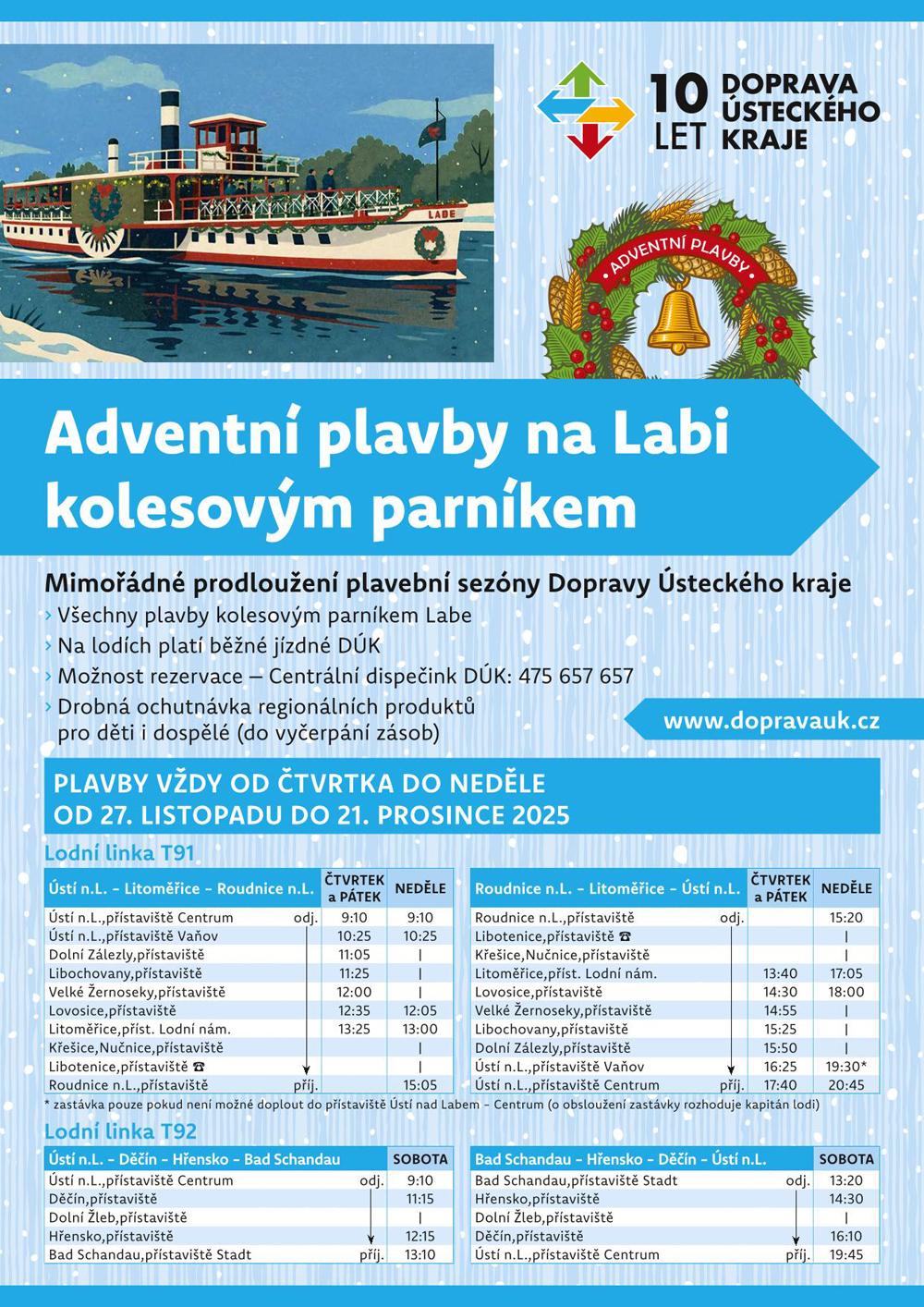 Pozv�nka na Adventn� j�zdy kolesov�m parn�kem Labe.