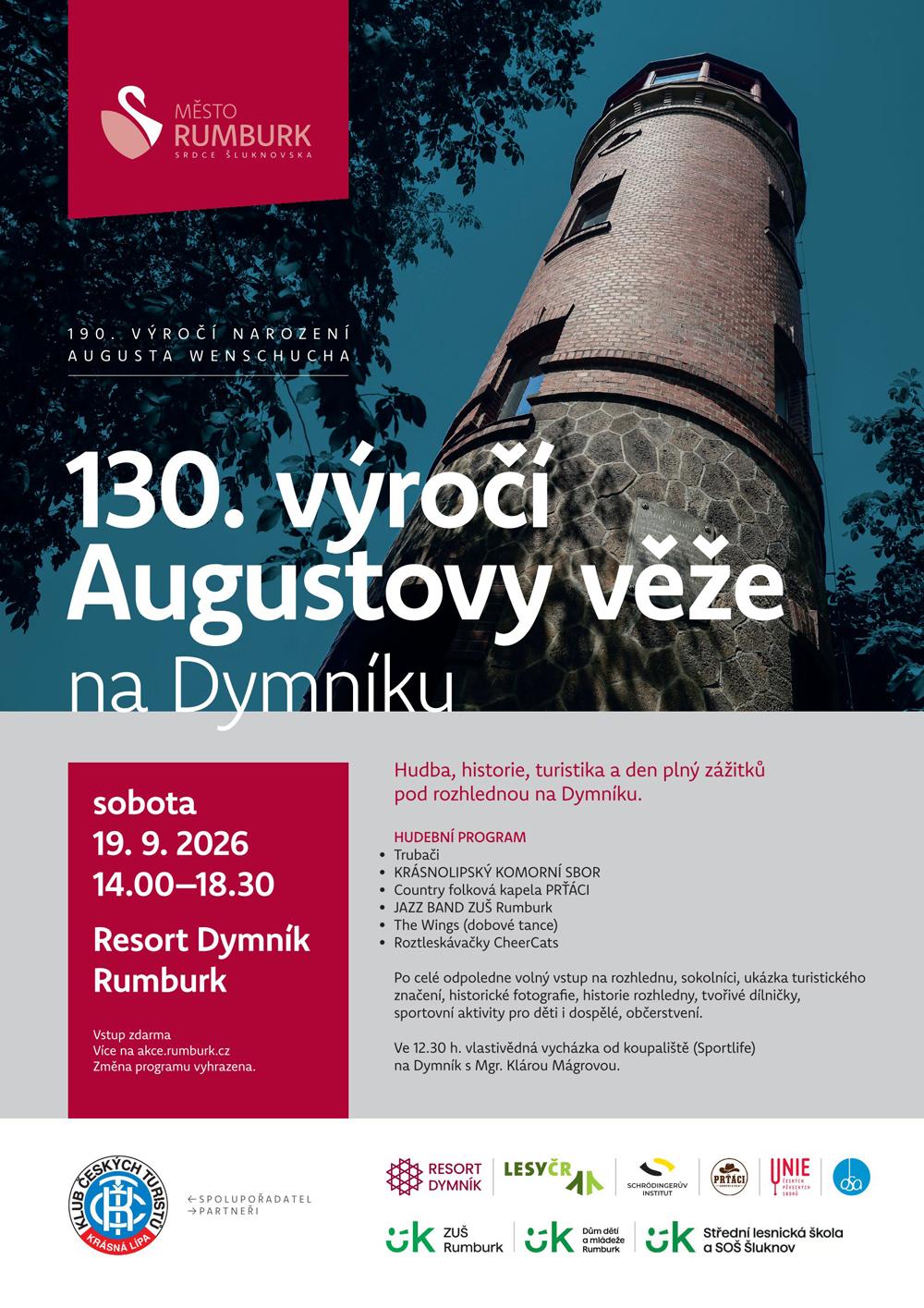 Pozv�nka na oslavu 130 let Augustovy v�e na Dymn�ku.