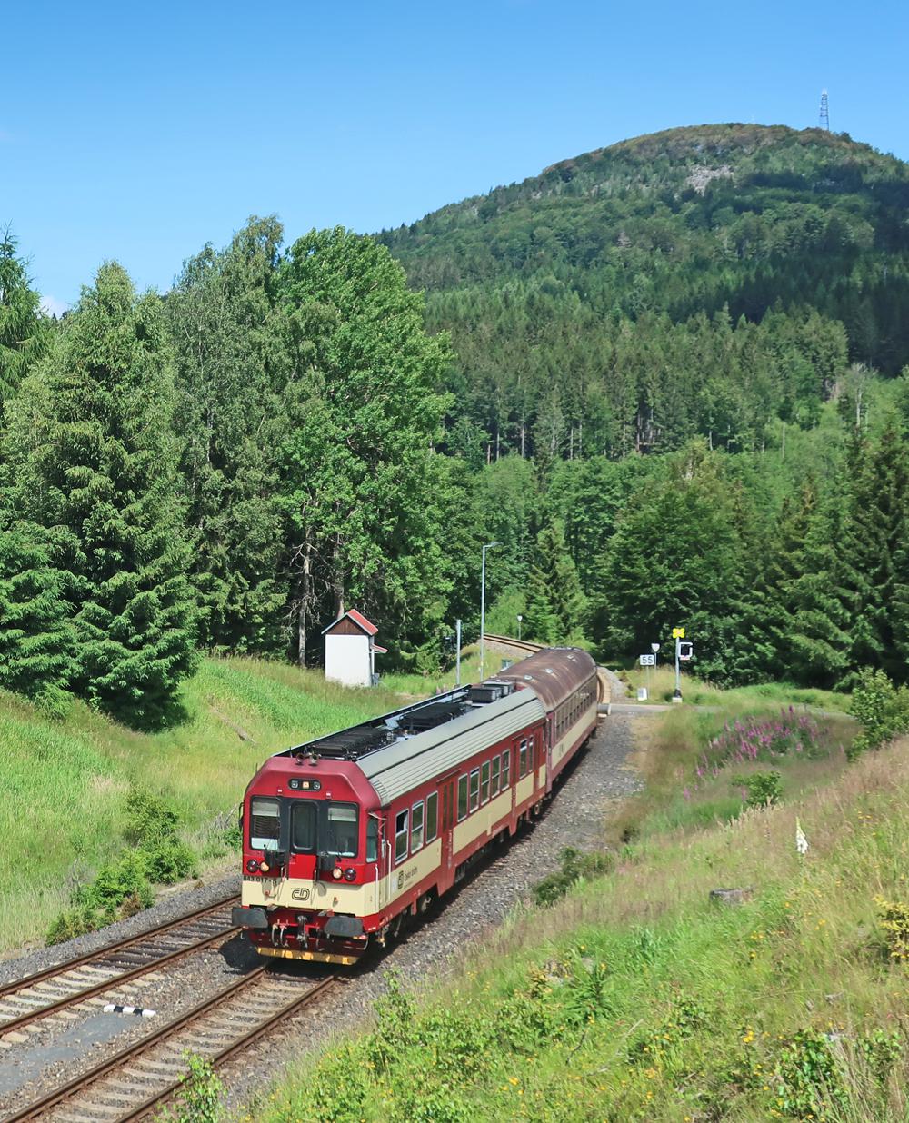 Vlak u eleznin stanice Jedlov v Luickch horch