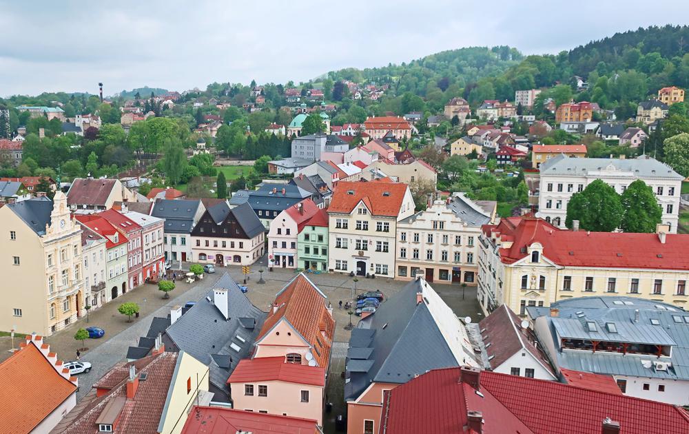 Historick centrum esk Kamenice - pohled z ve kostela sv. Jakuba Starho