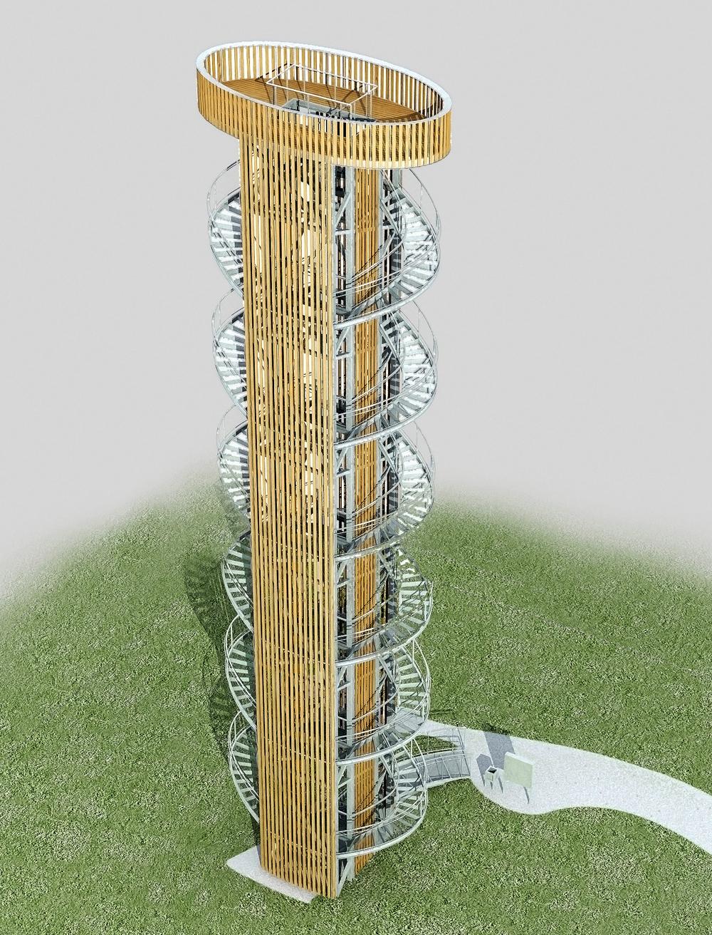 Architektonick� n�vrh nov� rozhledny na Jitrovn�ku.
