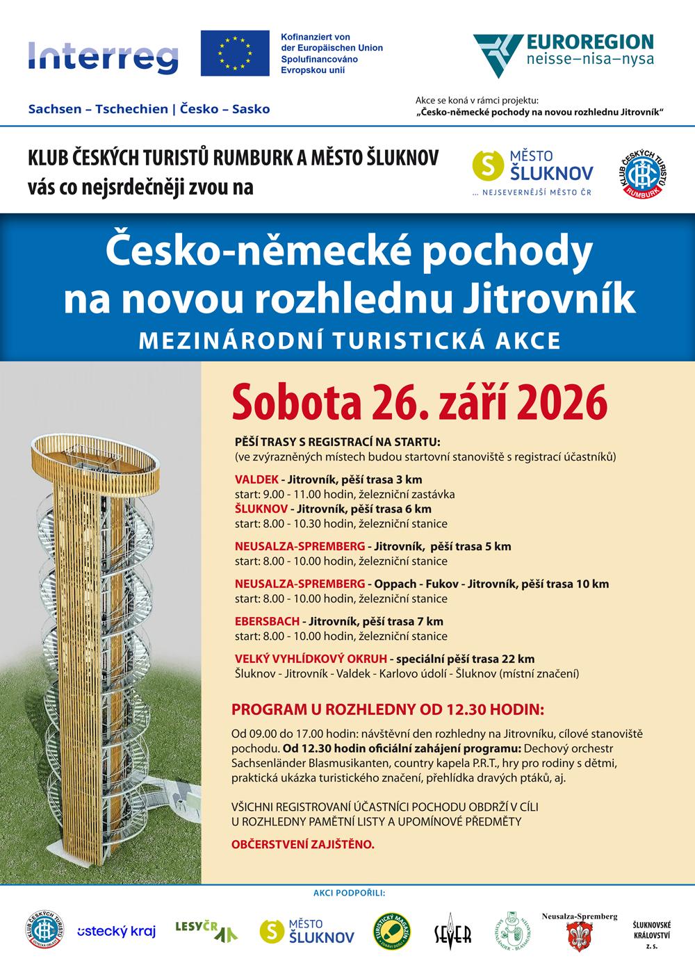 Pozv�nka na mezin�rodn� �esko - n�meck� pochody na novou rozhlednu Jitrovn�k. 